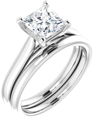 14K White 6 mm Square Engagement Ring Mounting (6)