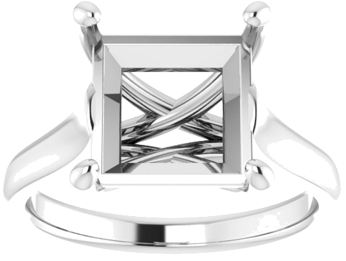 14K White 9 mm Square Solitaire Engagement Ring Mounting (3)