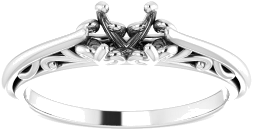 Sužadėtuvių Žiedas „Solitaire“ 585 Baltojo Aukso Round 5.2mm (6)