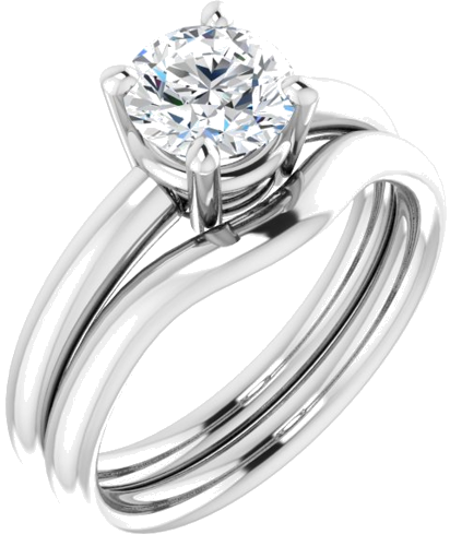 14K White 6.5 mm Round Engagement Ring Mounting (6)