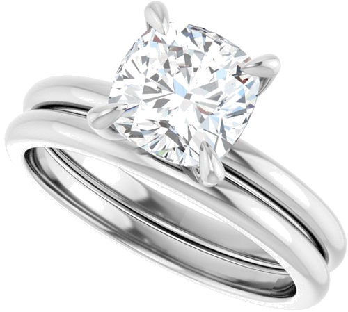Platinum  7x7 mm Cushion Solitaire Engagement Ring Mounting (10)