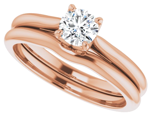 Sužadėtuvių Žiedas „Solitaire“ 585 Rožinis Aukso Round 4.8mm (10)