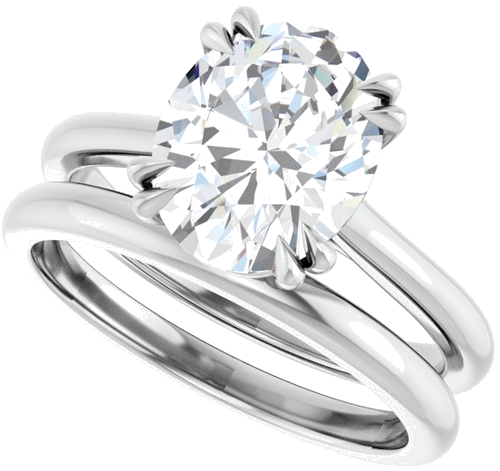 14K White 10x8 mm Oval Solitaire Engagement Ring Mounting (10)