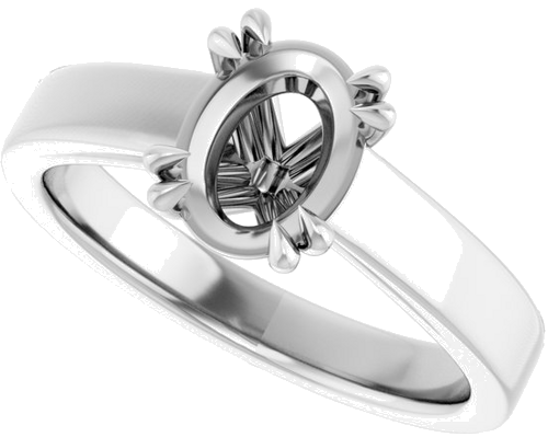 14K White 8x6 mm Oval Engagement Ring Mounting (5)
