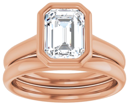 14K Rose  8x6 mm Emerald Solitaire Engagement Ring Mounting (8)