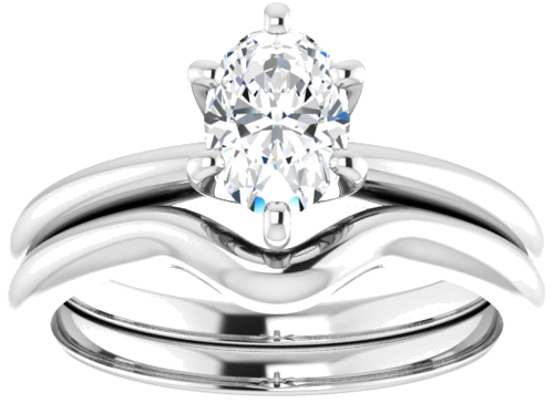 14K White  7x5 mm Oval Solitaire Engagement Ring Mounting (8)