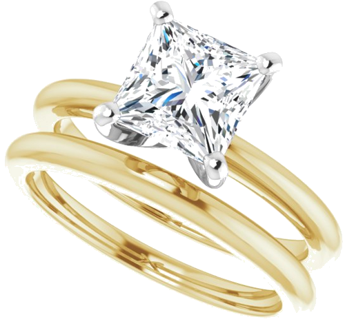 Sužadėtuvių Žiedas „Solitaire“ 585 Baltojo Ir Geltonojo Aukso Square 6.5mm (10)