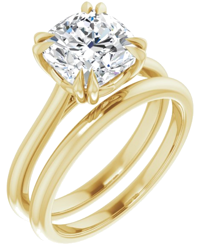14K Yellow 8 mm Cushion Solitaire Engagement Ring Mounting (6)
