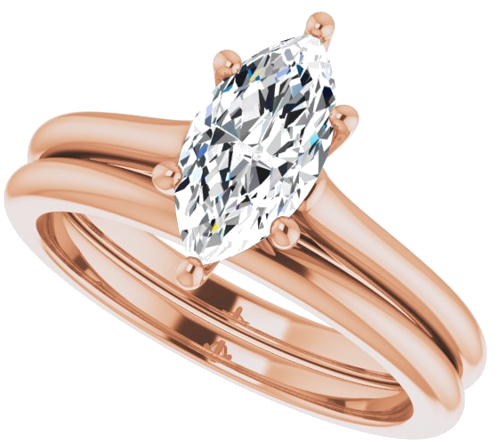 Sužadėtuvių Žiedas „Solitaire“ 585 Rožinis Aukso Marquise 10mm x 5mm (10)