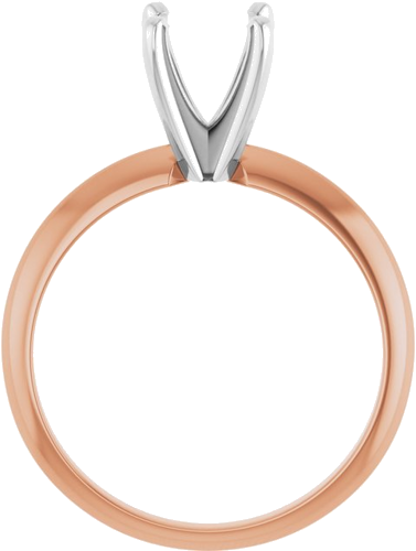 14K Rose White 6.6-7.2 mm Round 4-Prong Light Solitaire Ring Mounting (2)