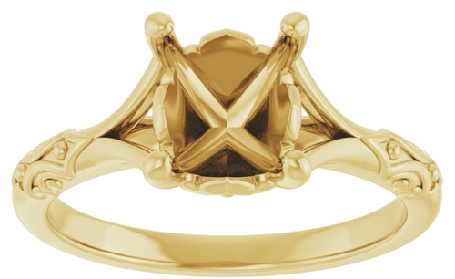 14K Yellow 9x7 mm Oval Solitaire Engagement Ring Mounting (3)