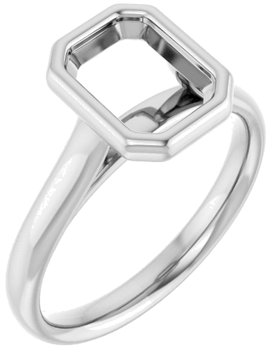 Sužadėtuvių Žiedas „Bezel-Set Solitaire“ 585 Baltojo Aukso Emerald 8mm x 6mm (1)