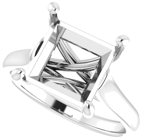 14K White 9 mm Square Solitaire Engagement Ring Mounting (5)
