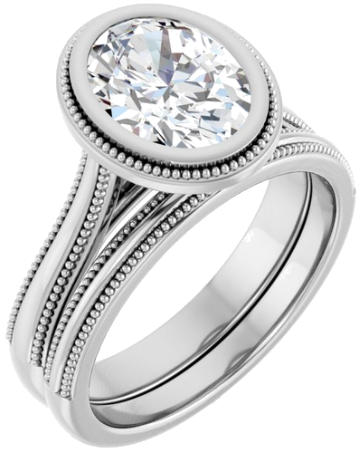 14K White 9x7 mm Oval Solitaire Engagement Ring Mounting (6)