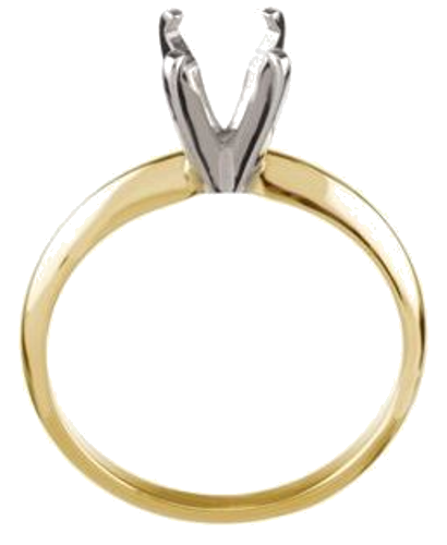 14K Yellow   White 5.4-5.7 mm Round Solitaire Engagement Ring Mounting (2)