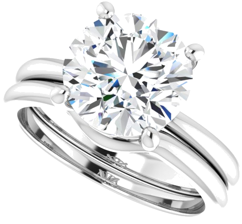 14K White 9.4 mm Round Solitaire Engagement Ring Mounting (10)