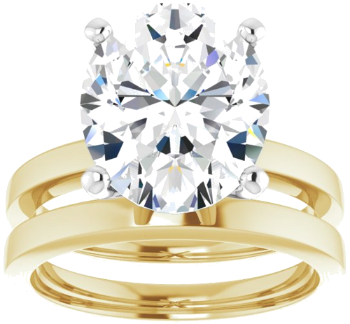 14K Yellow White 12x10 mm Oval Solitaire Engagement Ring Mounting (8)