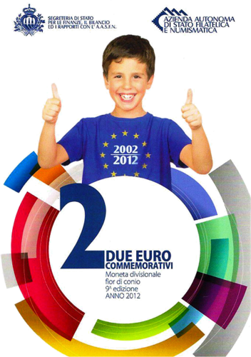 2012 San Marinas Dešimt metų eurui (TYE) 2 eurų moneta (5)