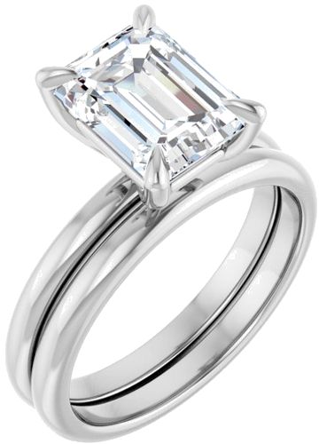 Platinum  9x7 mm Emerald Solitaire Engagement Ring Mounting (6)