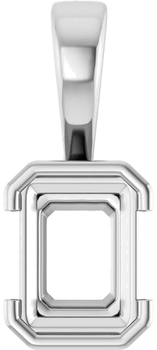 Pakabukas „Half-Bezel Solitaire“ 585 Baltojo Aukso Emerald 8mm x 6mm (1)