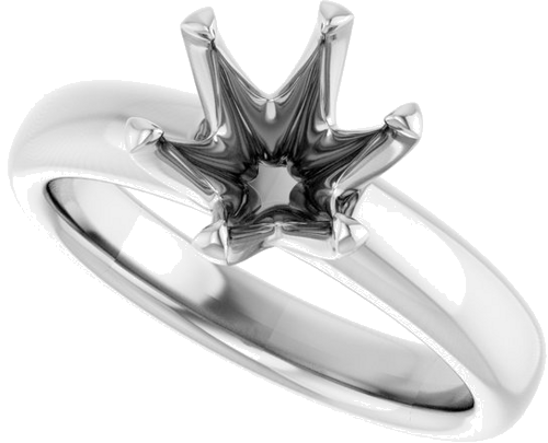 14K White 8 mm Round Engagement Ring Mounting (5)