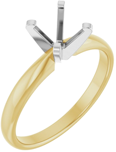 14K Yellow White 6.0-6.6 mm Round Solitaire Engagement Ring Mounting (1)