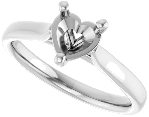 14K X1 White 6x6 mm Heart Engagement Ring Mounting (5)
