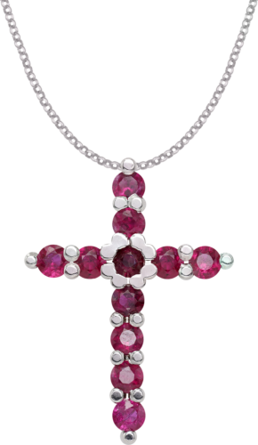 0,80 ct H/F rubinais inkrustuotas aukso pakabukas ir grandinėlė (1)