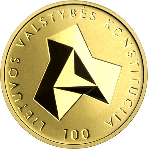 2022 Литва Златна монета от 50 евро 100-годишнина на Конституцията (1)