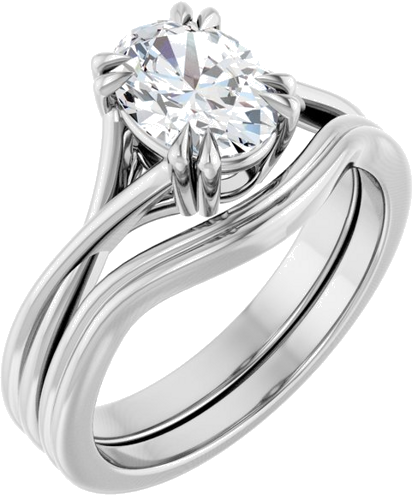 14K White 8x6 mm Oval Solitaire Engagement Ring Mounting (6)