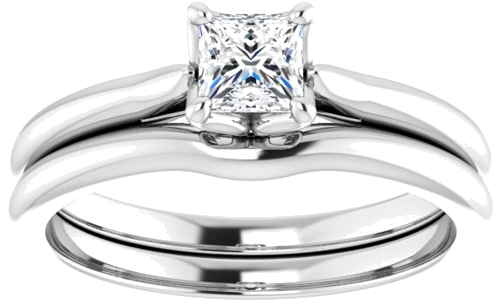 Sužadėtuvių Žiedas „Solitaire“ 14k white gold Square 4mm (8)