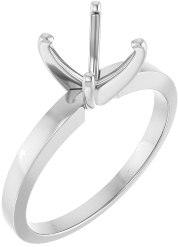 14K White 7.3-7.7 mm Round 4-Prong Solitaire Ring Mounting (1)