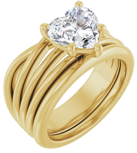 14K Yellow 8x8 mm Heart Solitaire Engagement Ring Mounting (6)