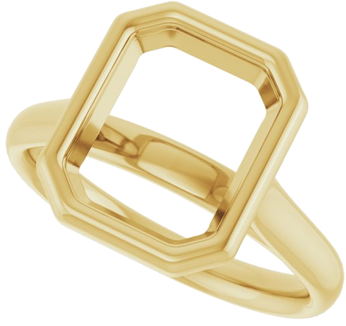 18K Yellow  10x8 mm Emerald Solitaire Engagement Ring Mounting (5)