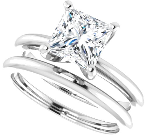 14K White  6.5 mm Square Solitaire Engagement Ring Mounting (10)