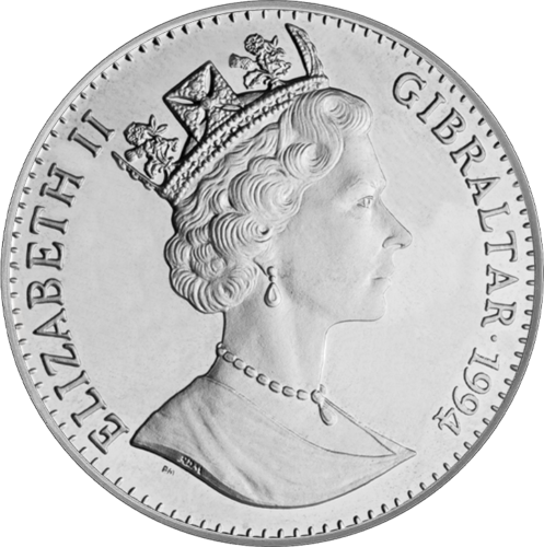 1994 Gibraltaras Generolas Eizenhaueris sidabrinė moneta (2)