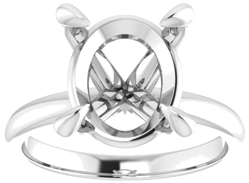 14K White  12x10 mm Oval Solitaire Engagement Ring Mounting (3)