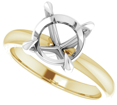 14K Yellow White 9 mm Round Solitaire Engagement Ring Mounting (5)
