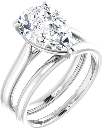 Sužadėtuvių Žiedas „Solitaire“ 585 Baltojo Aukso Pear Shape 12mm x 8mm (6)