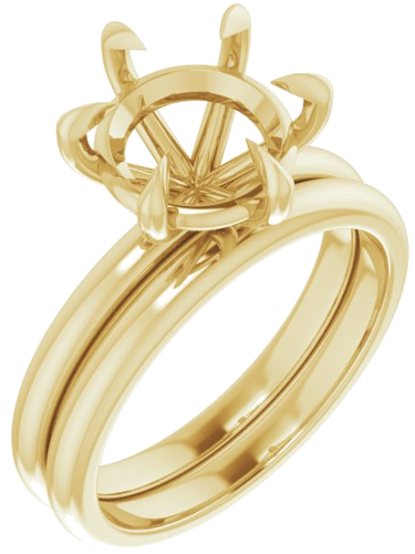 Sužadėtuvių Žiedas „Solitaire“ 585 Geltonojo Aukso Round 9.4mm (6)