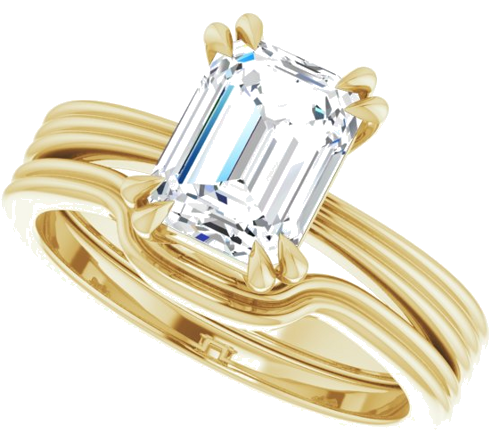 Sužadėtuvių Žiedas „Solitaire“ 585 Geltonojo Aukso Emerald 8mm x 6mm (10)