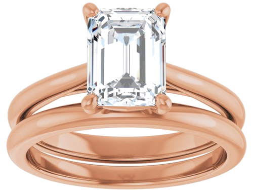 14K Rose 8x6 mm Emerald Solitaire Engagement Ring Mounting (8)