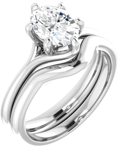 Sužadėtuvių Žiedas „Solitaire“ 585 Baltojo Aukso Oval 8mm x 6mm (6)