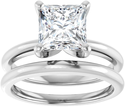 14K White  7 mm Square Solitaire Engagement Ring Mounting (8)