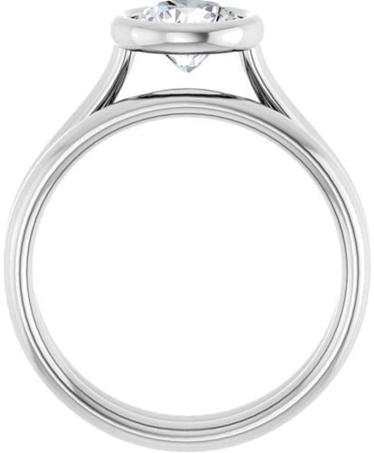 Sužadėtuvių Žiedas „Bezel-Set Solitaire“ 585 Baltojo Aukso Round 6.5mm (7)