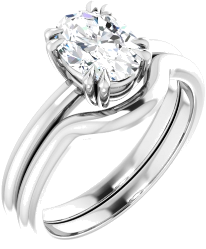 14K White 8x6 mm Oval Solitaire Engagement Ring Mounting (6)
