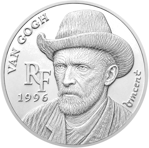 10 franki Vinsents van Gogs 1996 Francijas sudraba monēta (1)
