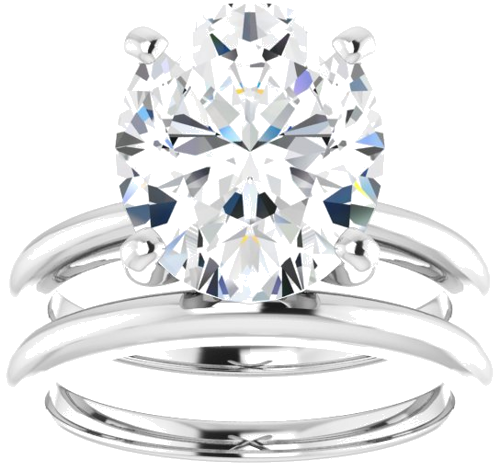 14K White  12x10 mm Oval Solitaire Engagement Ring Mounting (8)