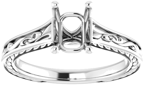 14K White  7x5 mm Emerald Solitaire Engagement Ring Mounting (3)