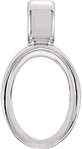 14K White 12x10 mm Oval Bezel-Set Cabochon Pendant Mounting (1)